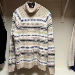 Cozy tan fair isle turtleneck from Loft. Petite Large.